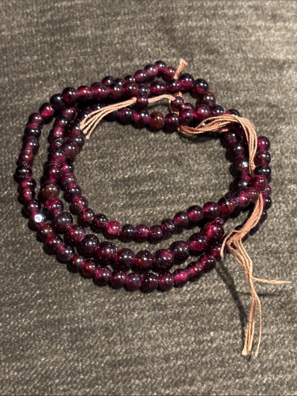 Red Garnet Bead Necklace for Women - Lustrous 4mm Round Beads